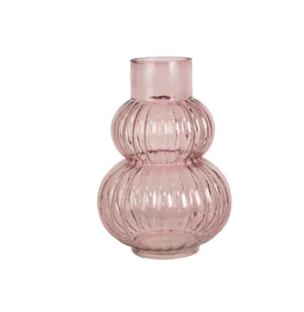 Jarrón rosa de cristal