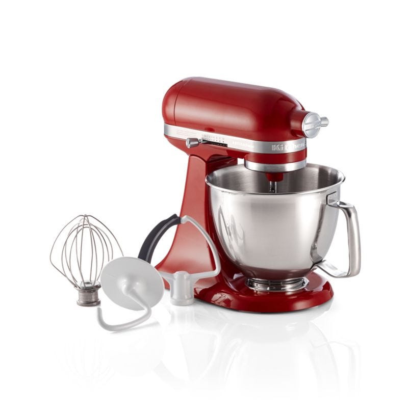 Artisan Empire Red Mini Mixer with Flex Edge Beater