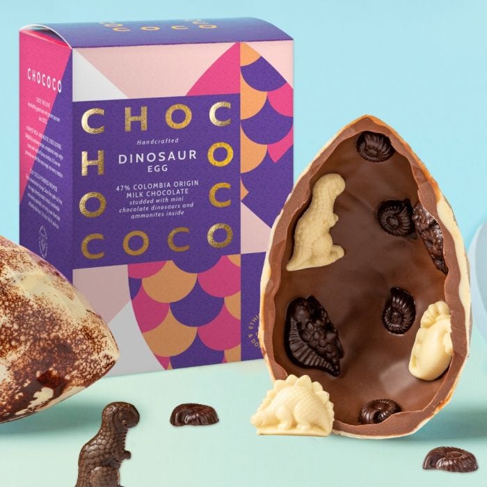 Giant Milk & White Chocolate Dinosaur Easter Egg 