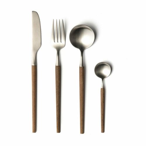 Stainless Steel and Maple Wood 16 Piece Cutlery Set