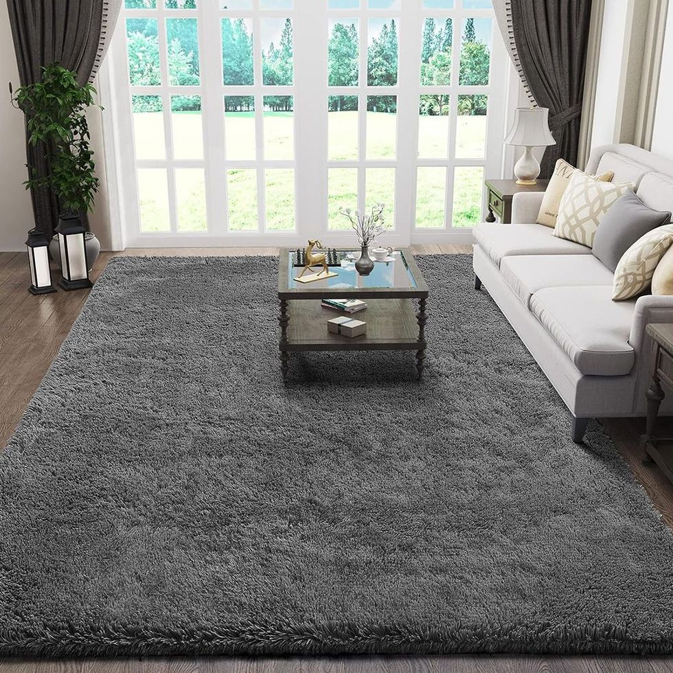 Large Grey Shag Plush Carpet 