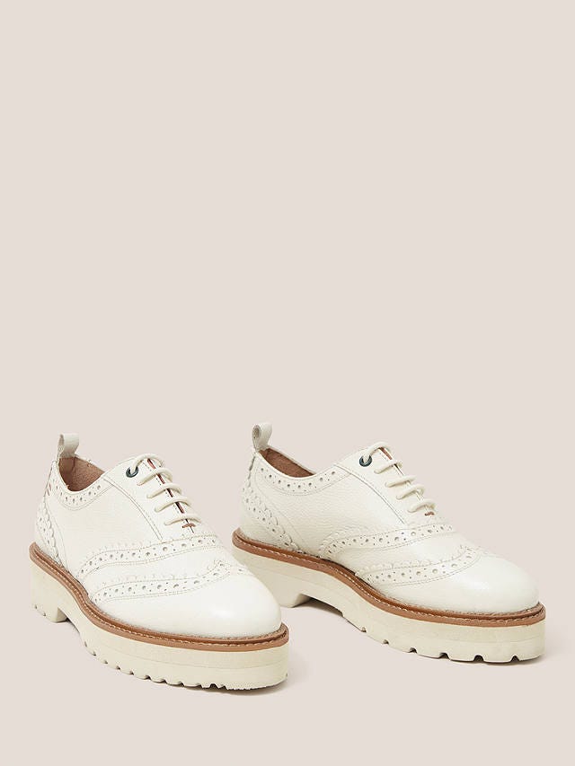 White Stuff Leather Lace Up Brogue Shoes, White