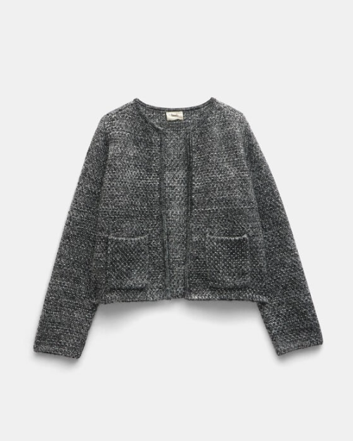 Cotton Blend Textured Knitted Jacket