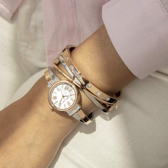 Crystal Accented Bangle Watch Set 