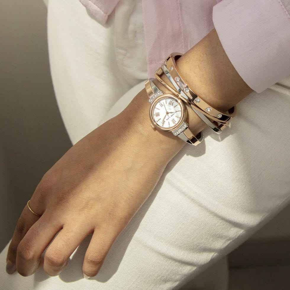 Crystal Accented Bangle Watch Set
