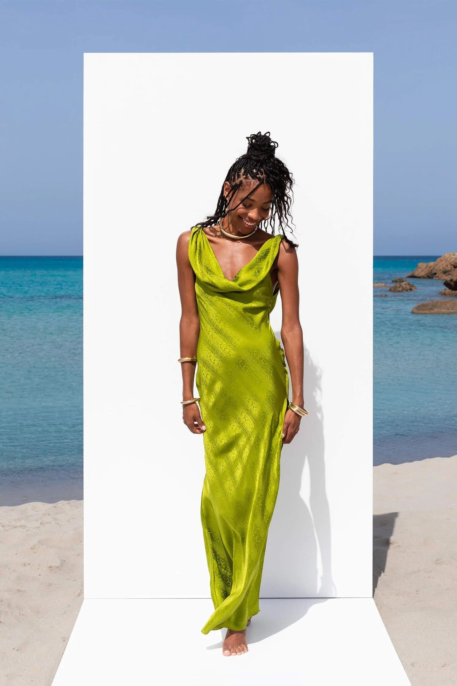 Lime green outlet wedding guest dress