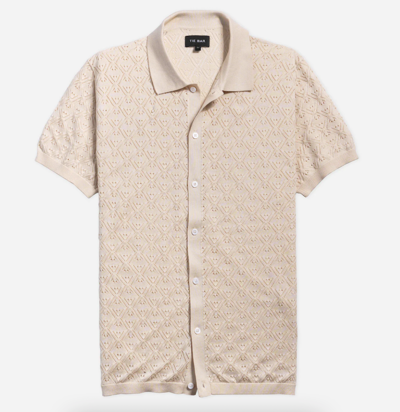 Full Placket Pointelle Ivory Polo