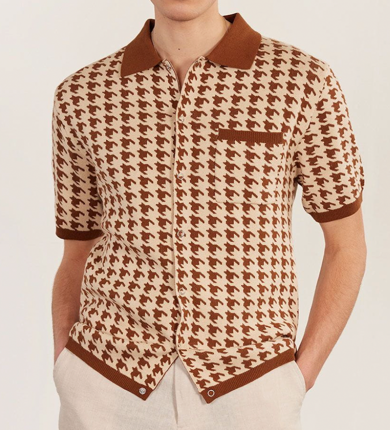 Houndstooth Knitted Shirt