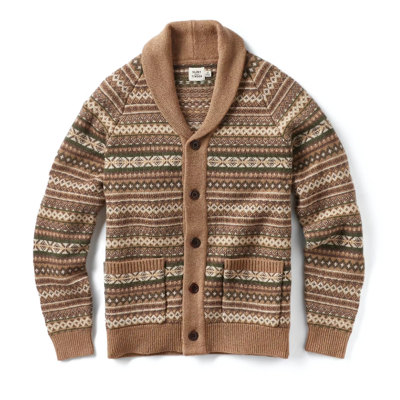 Fair Isle Merino Wool Cardigan Sweater