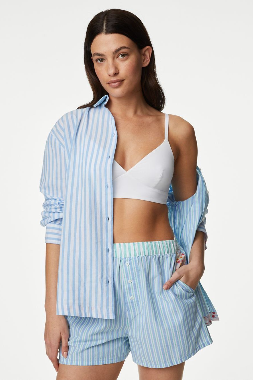 Linen Short Womens Personalised Pyjama Set White