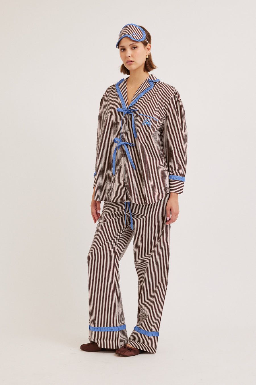Dunnes Stores  Denim Fluffy Fleece Pyjama Set