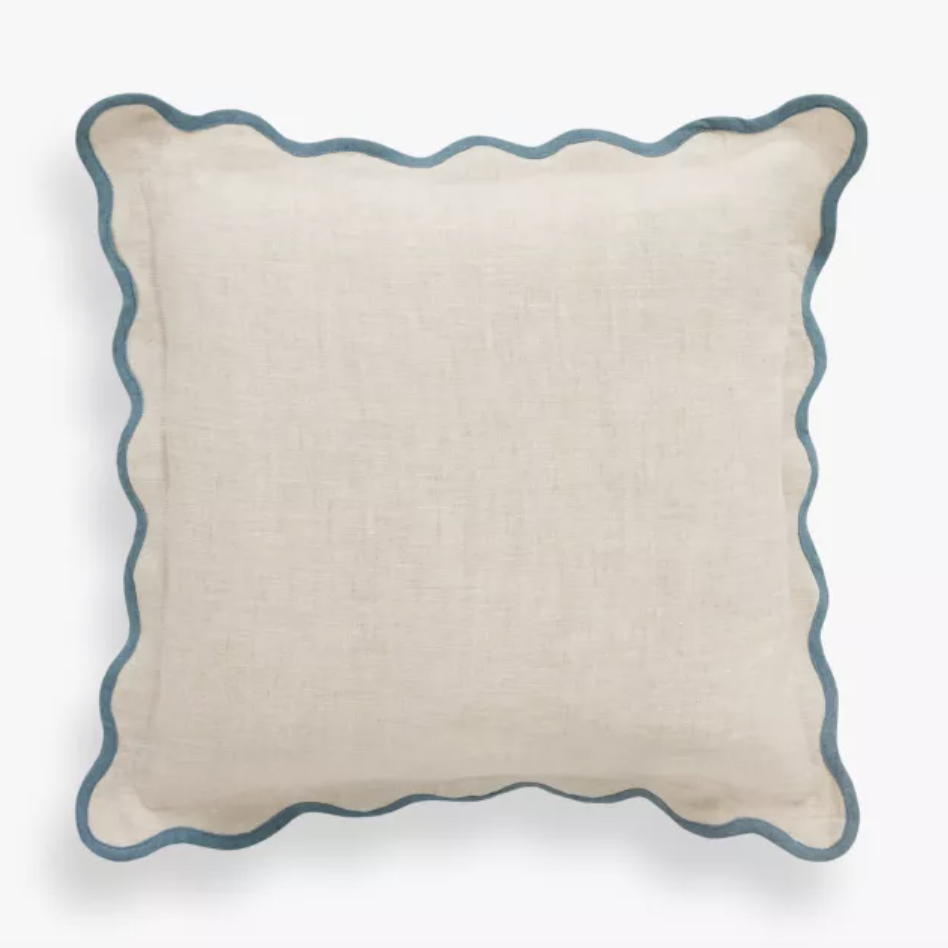 scalloped linen cushion