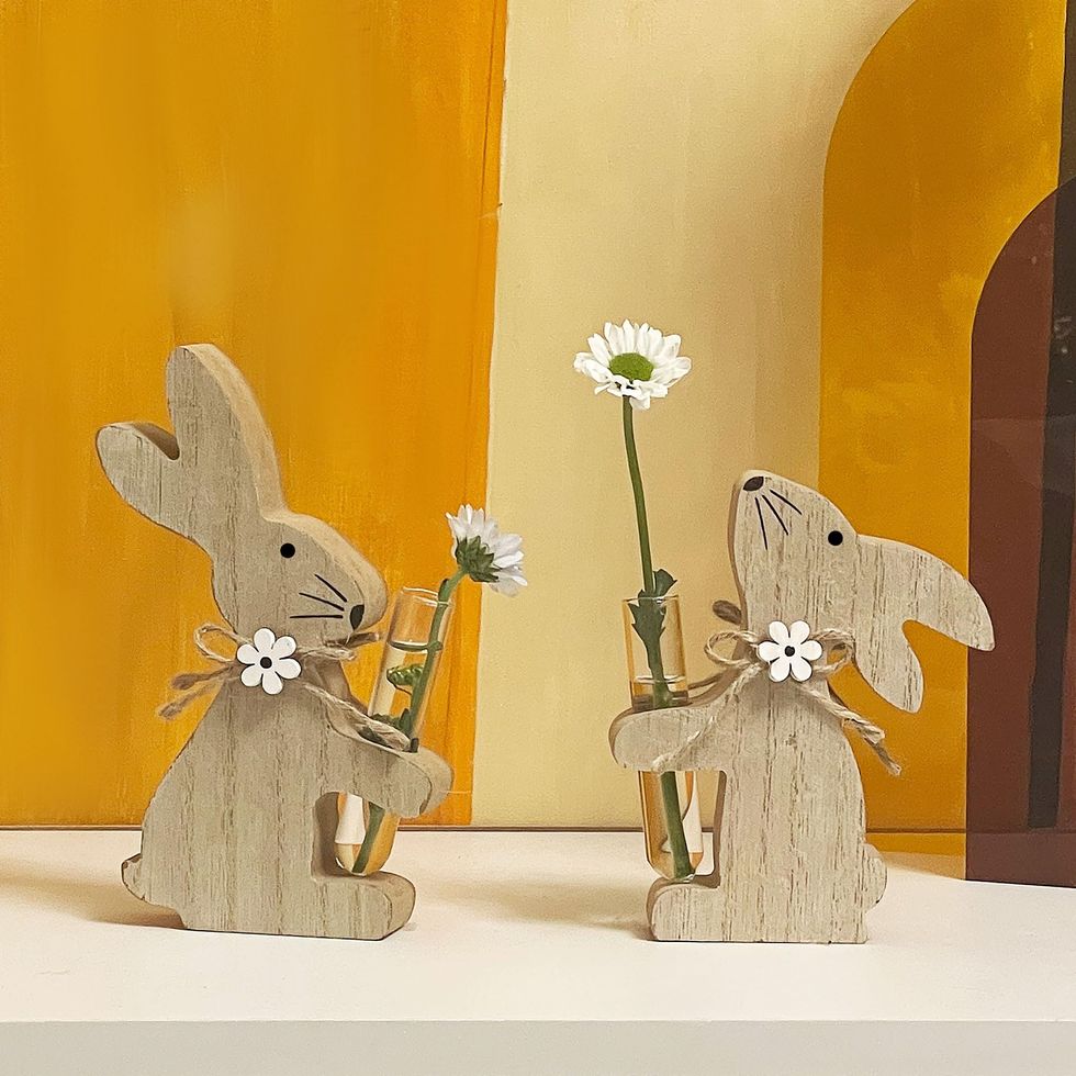 Wooden Bunny Flower Vases