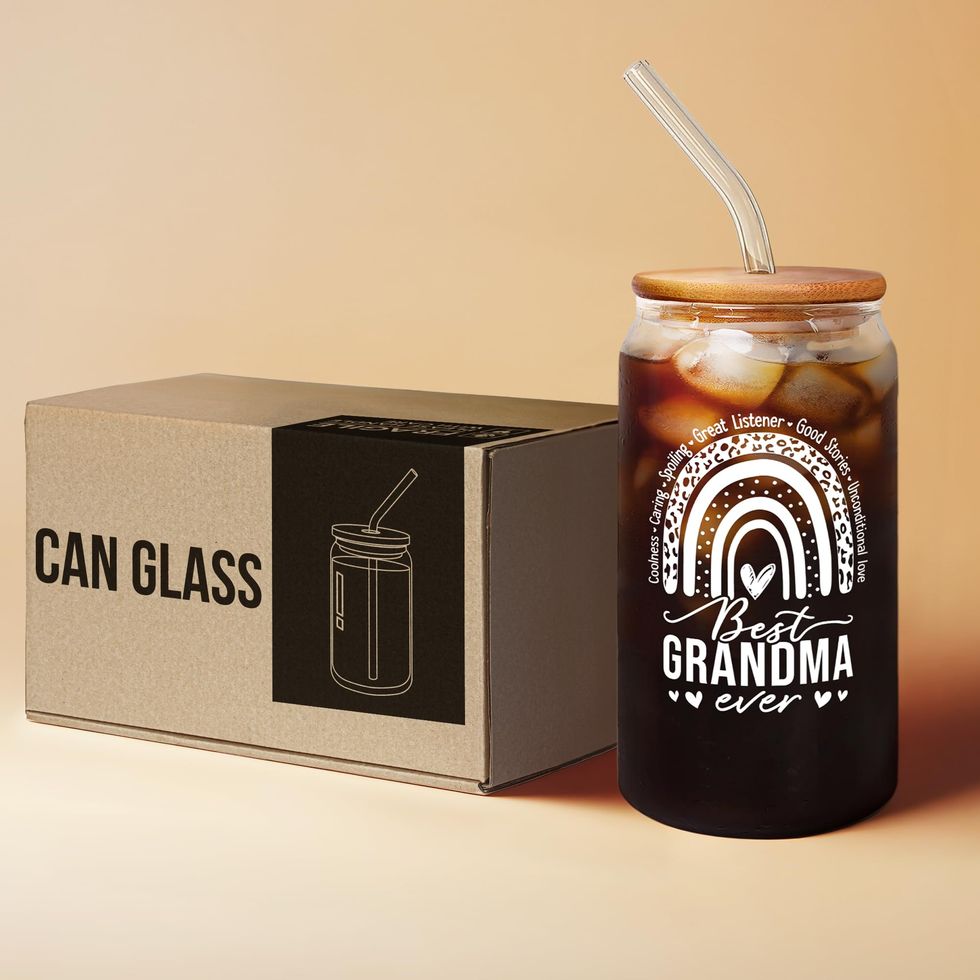 "Best Grandma Ever" Glass Can 