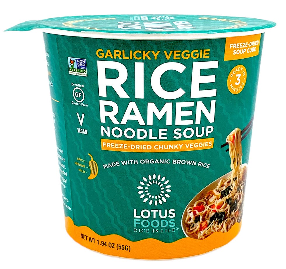 Garlicky Veggie Rice Ramen Noodle Soup