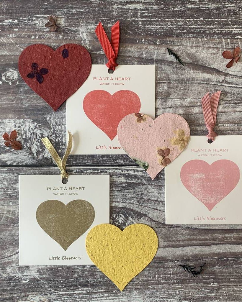 Plant A Heart Seed Paper Card Set In Red, Gold And Pink