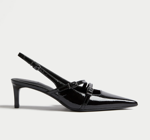 Leather Block Heel Slingback Shoes, M&S Collection