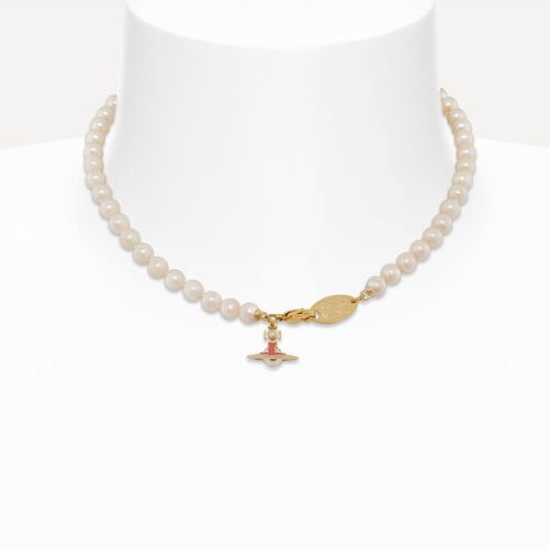 Vivienne Westwood土星系列推薦#06 小金牌粉紅珍珠頸鍊
