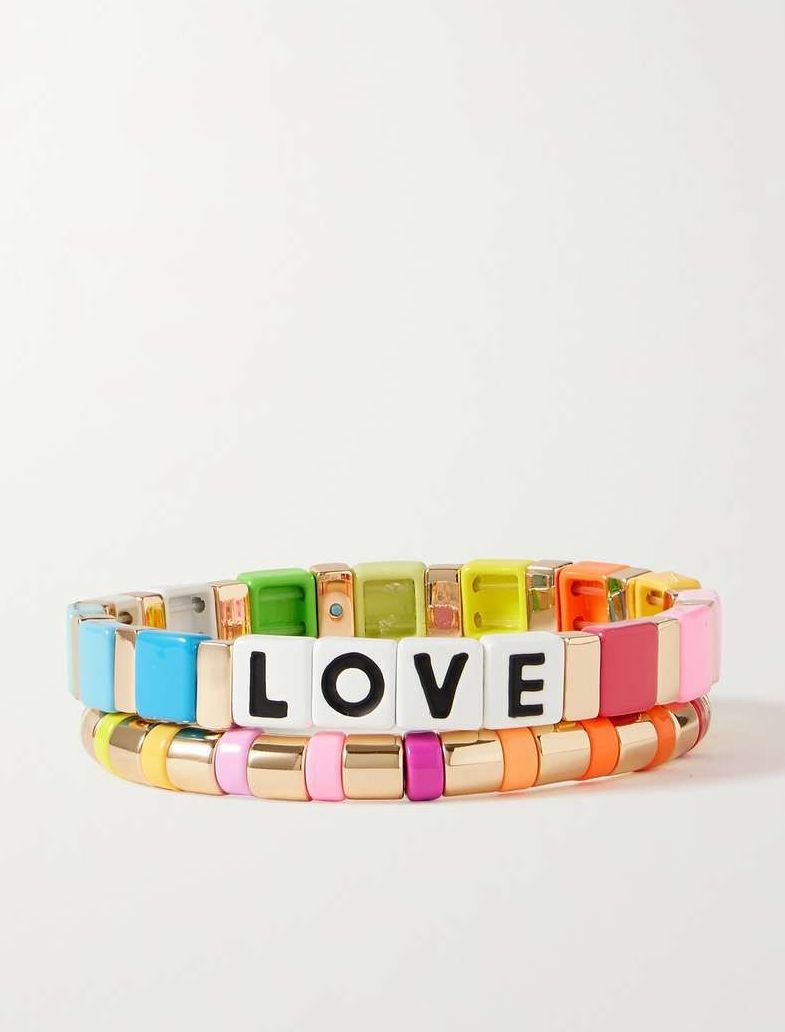 Love Rainbow Set Of Two Gold-Tone And Enamel Bracelets
