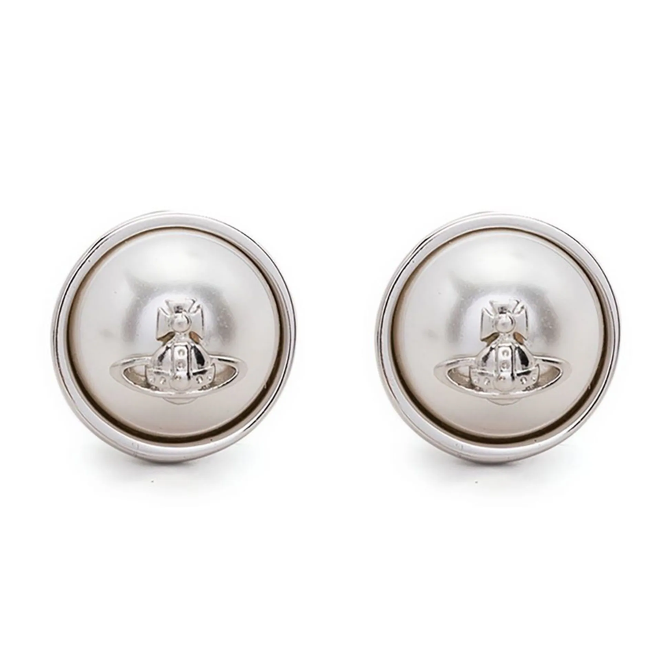 Vivienne Westwood土星系列推薦#18 霧銀浮雕鈕扣耳環