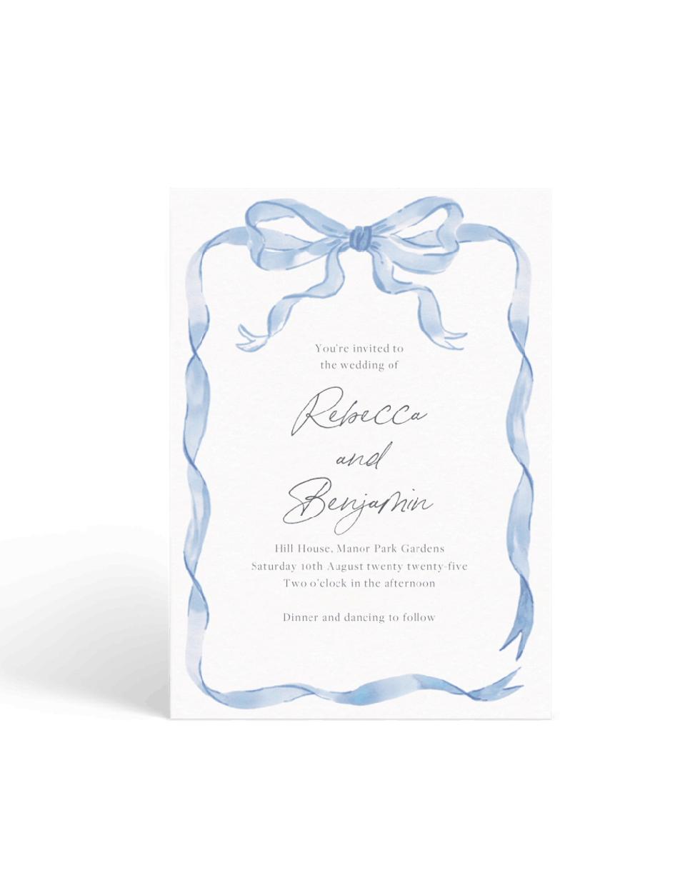 Sky Blue Ribbon Wedding Invitations (for 100)