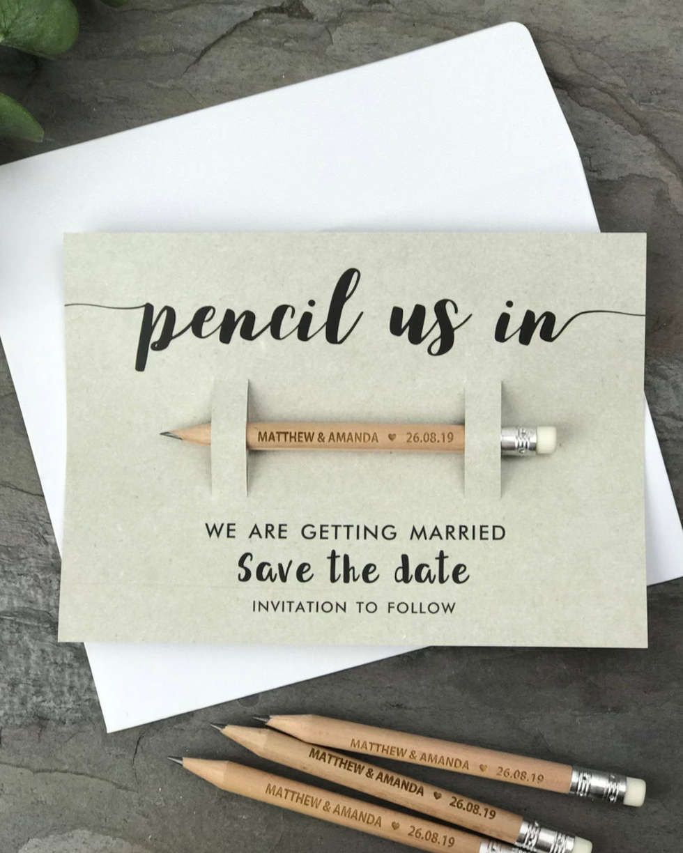 'Pencil Us In' Save The Date Cards (per card)