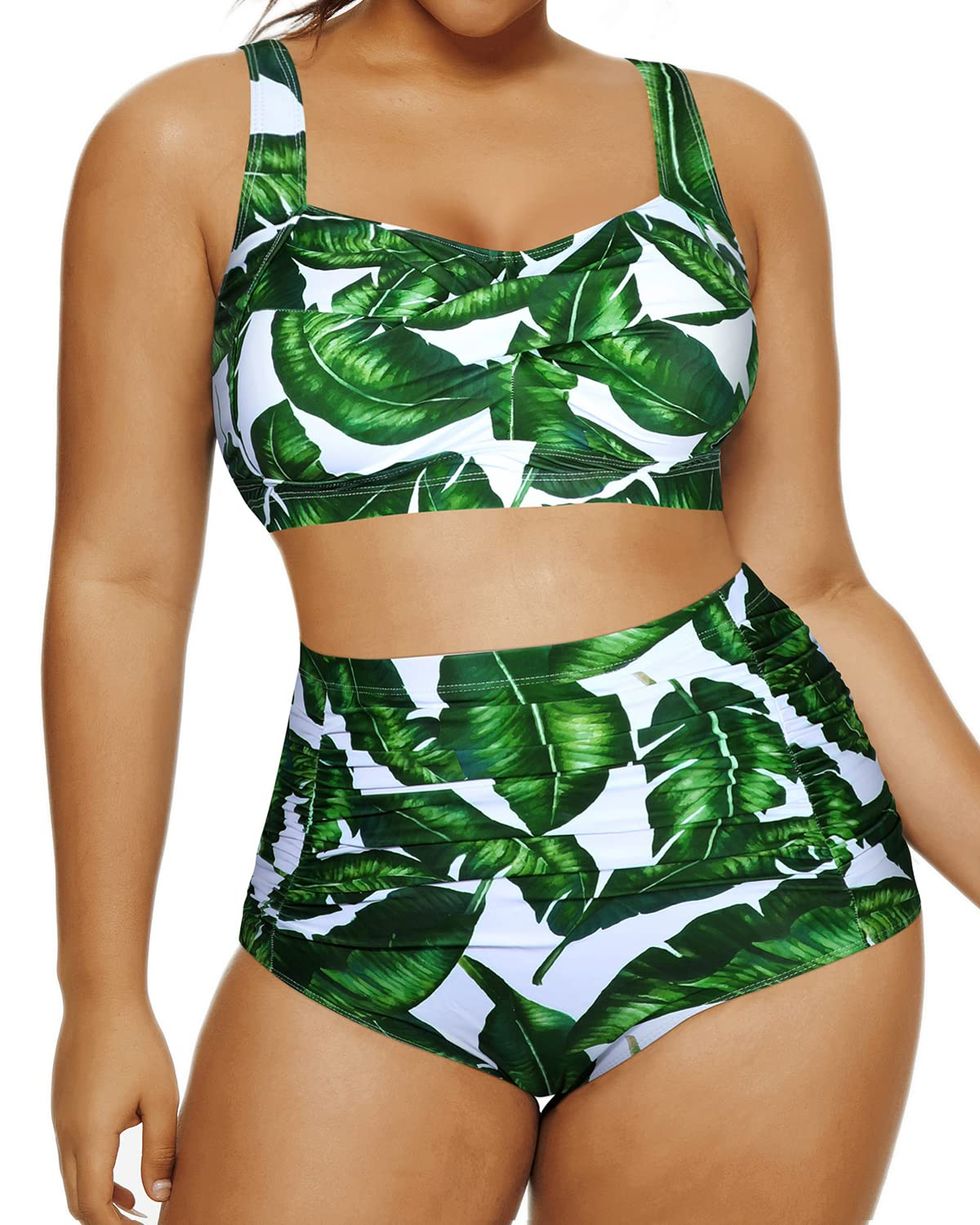 Bathing Suit with Underwire Bra Support Women High Waisted Bikini Push Up  Two Piece Swimsuits Vintage Swimsuit Two Piece Retro Ruched High Waist  Print