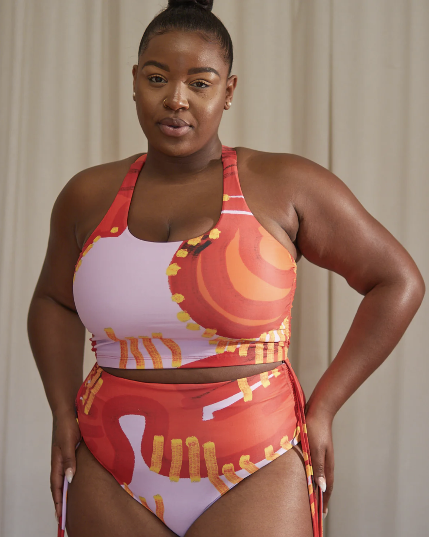 Women Maternity Swimsuit Two Piece Bikini Tie Ruched Front Crop Top  Pregnancy Swimwear Bathing Suit
