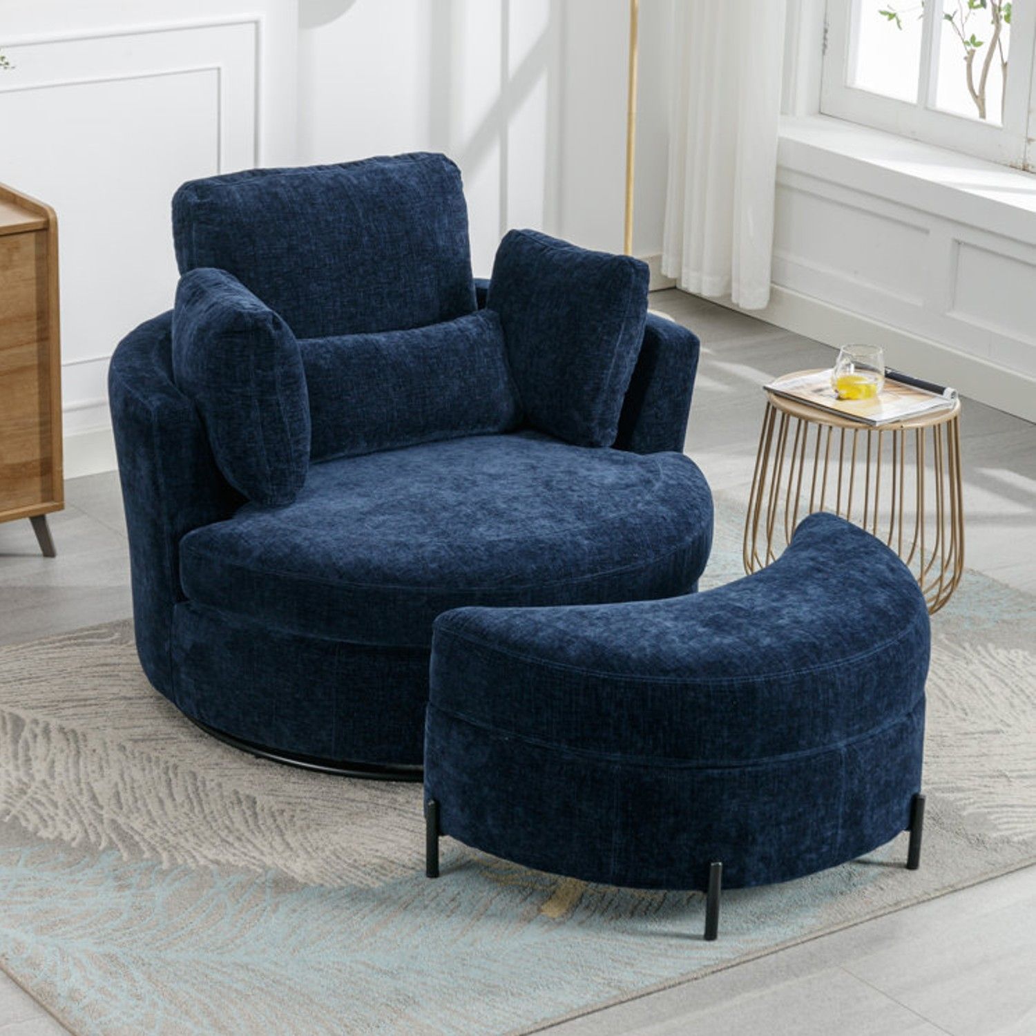 Alistair barrel accent chair deals with ottoman