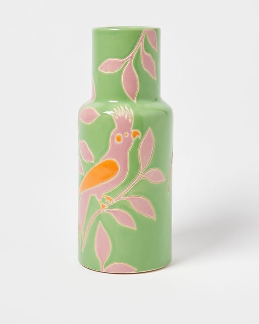 Fulo Bird Green Ceramic Vase