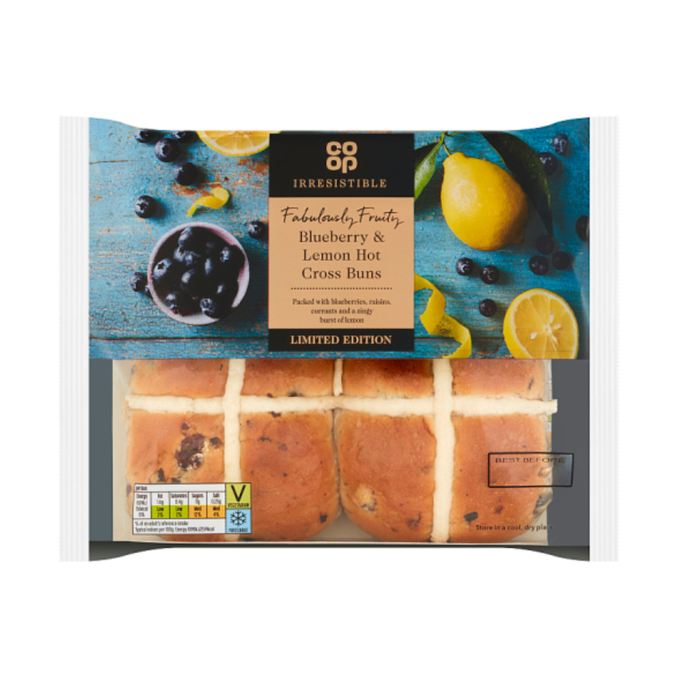 Co-op Irresistible Limited Edition Blueberry & Lemon Hot Cross Buns