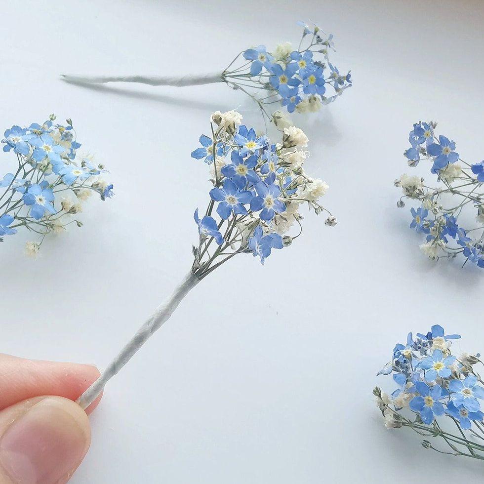 Forget me Not Flower Hair Pin, Bridal Hair Flowers Pin