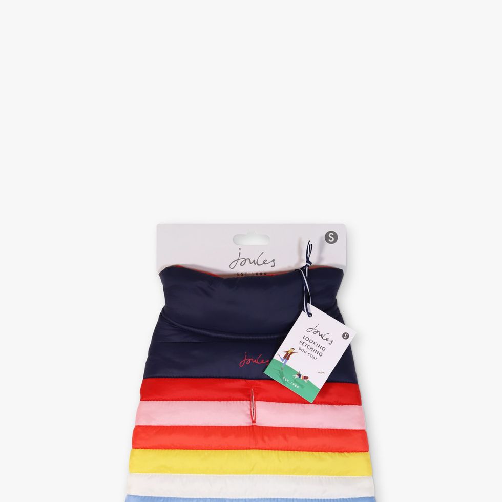 Joules Snug Rainbow Stripe Dog Coat, Multi, Small