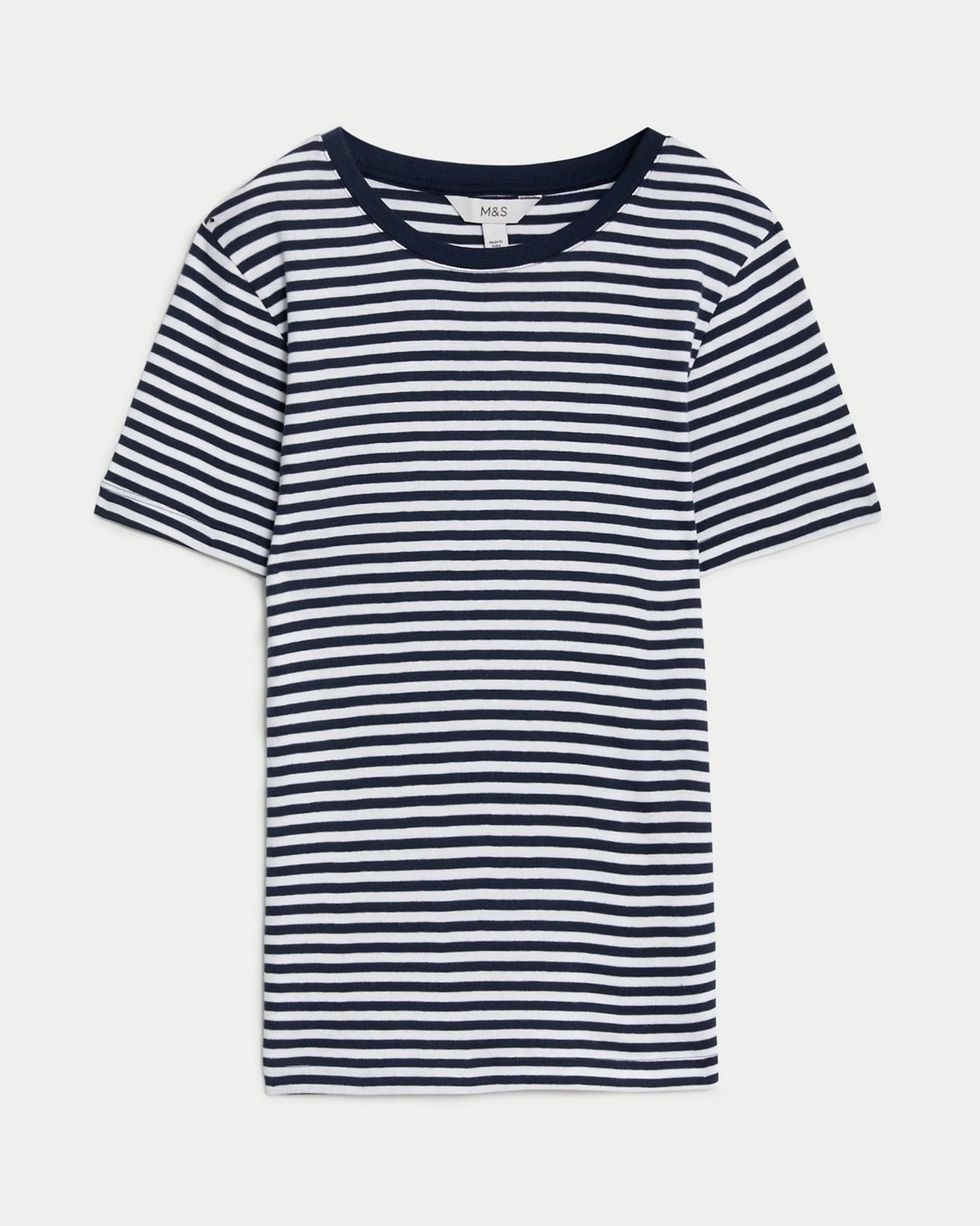 Pure cotton striped slim fit T-shirt