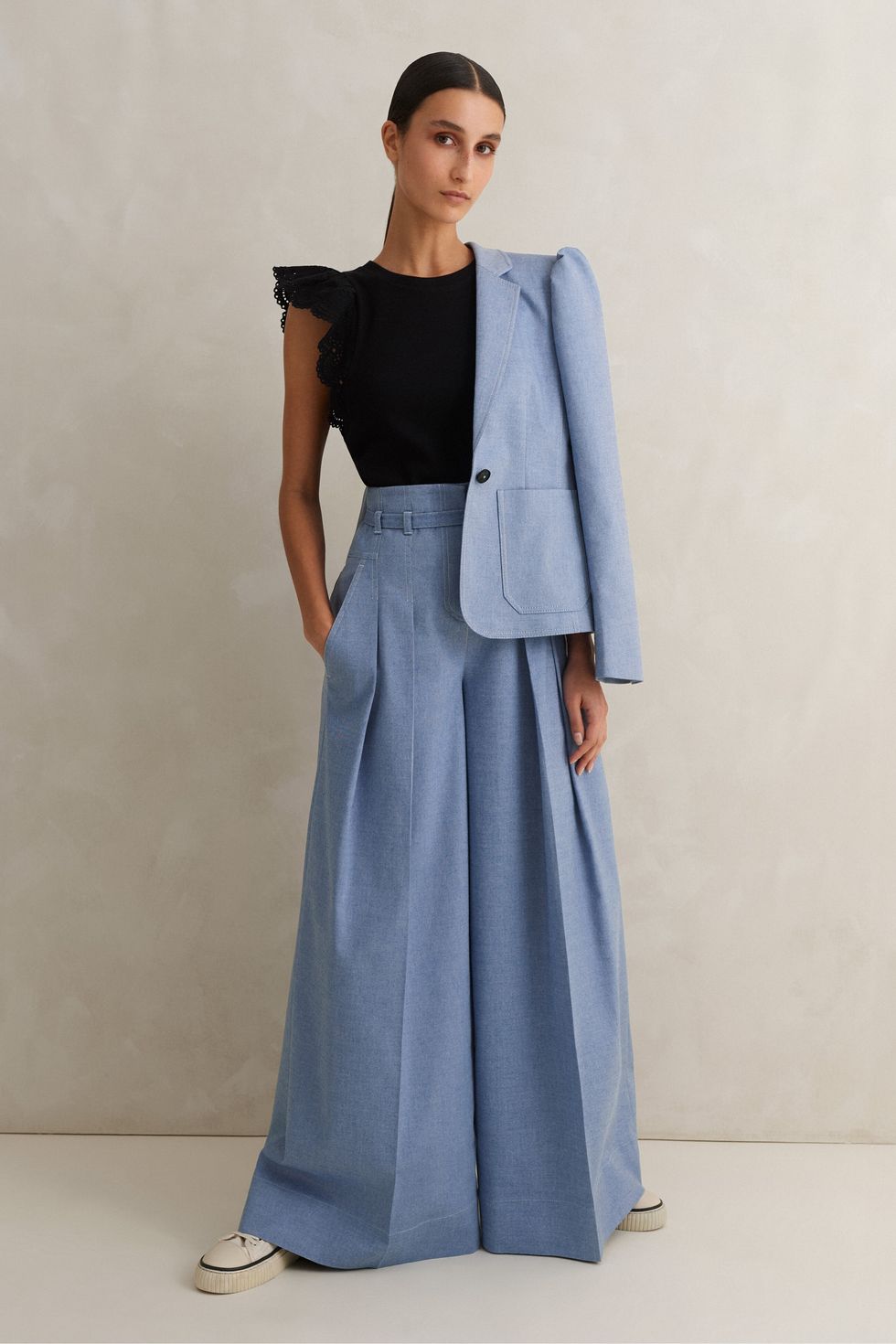 Chambray Tailoring Super Wide-Leg Pant, £225