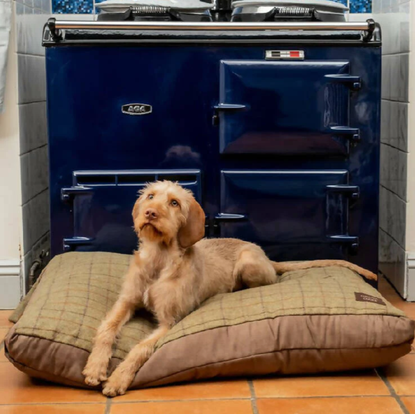 Large Tweed Dog Bed In Olive