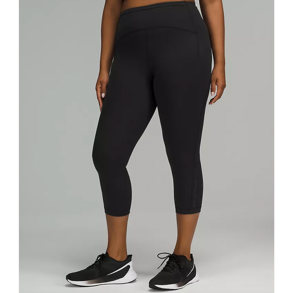 Nike - Women's Fast Mid-Rise Crop Running Leggings - Running tights - Black  / Reflective Silver | XS