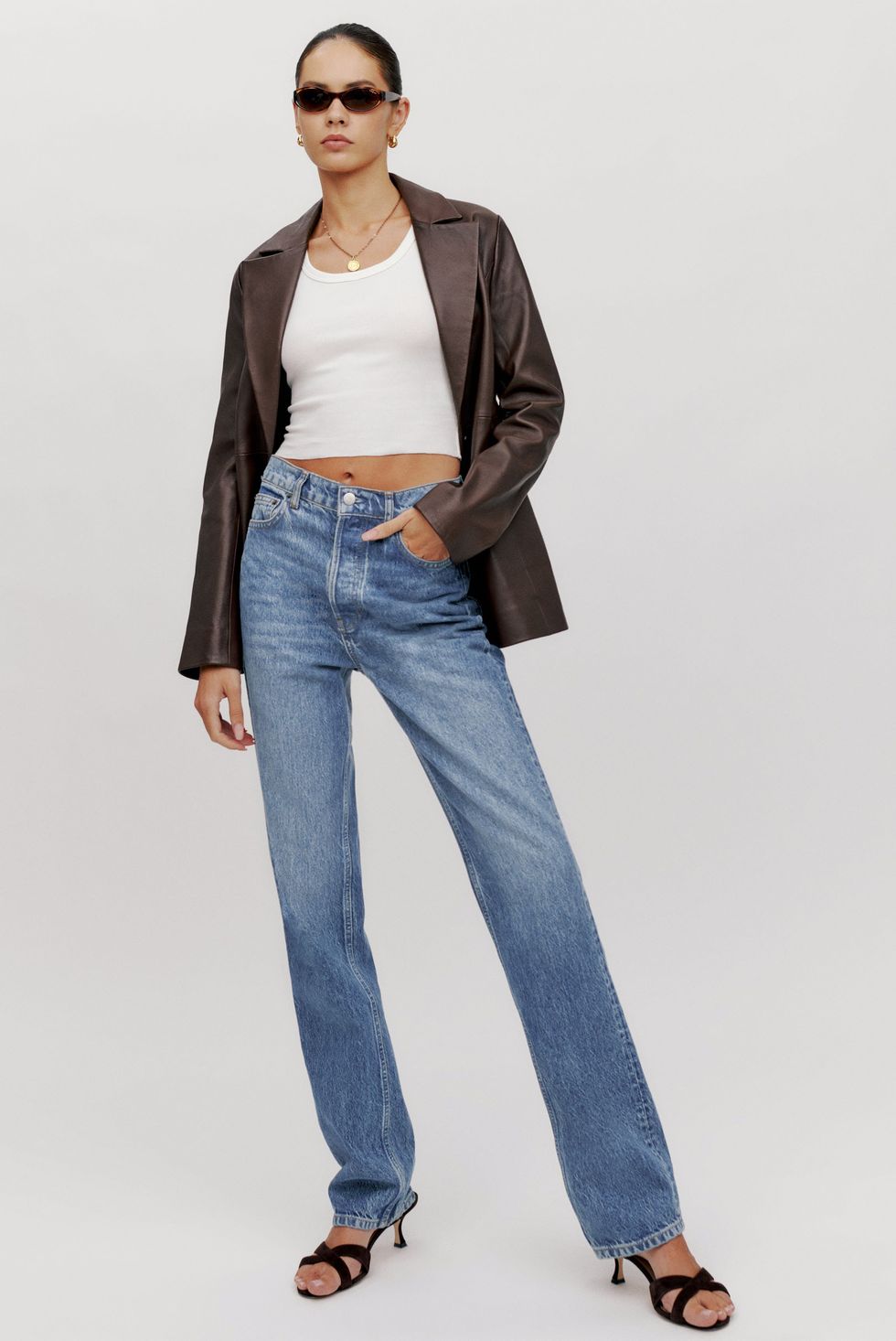 Cynthia high rise straight long jeans