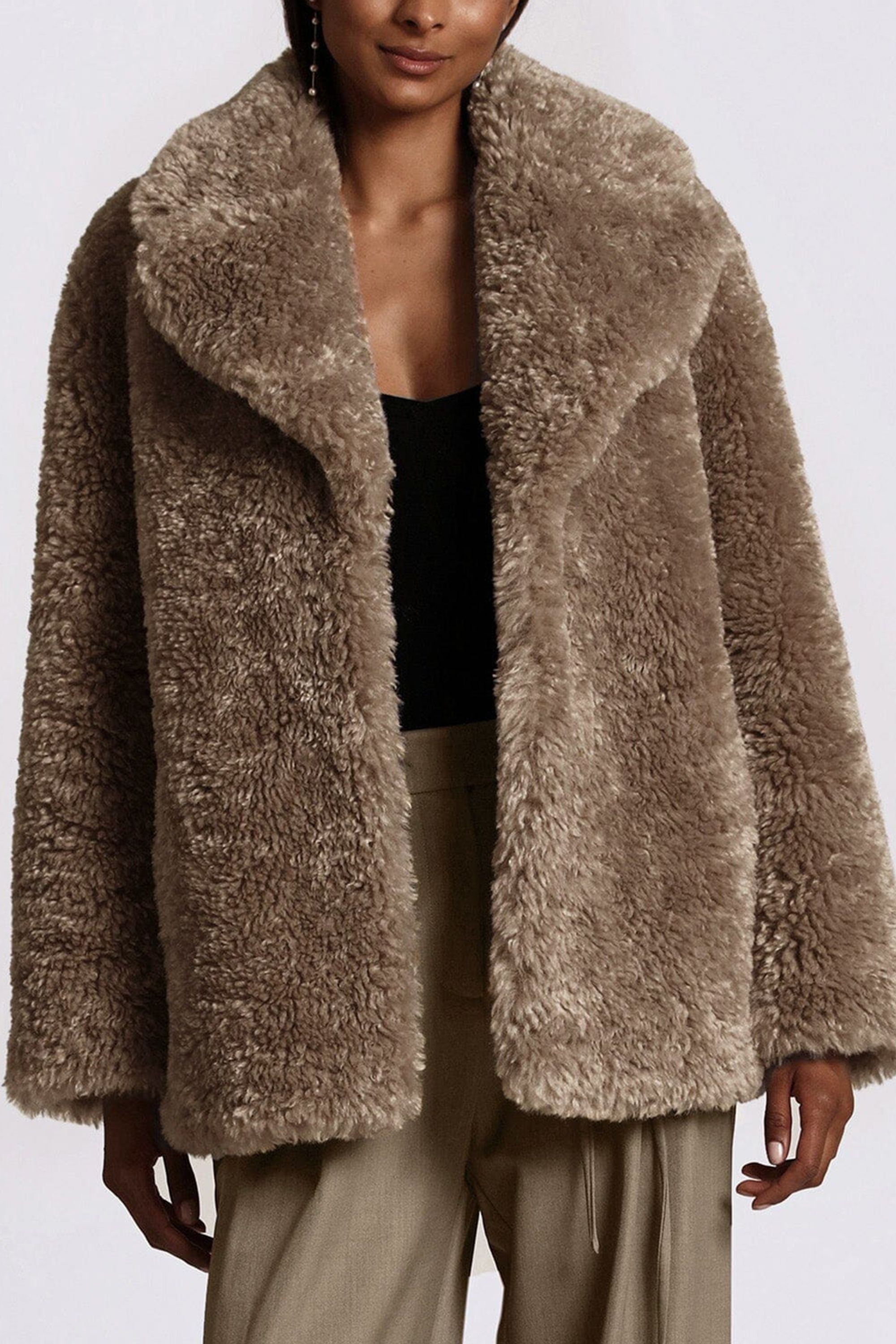 Avec les filles faux 2025 fur notch collar coat