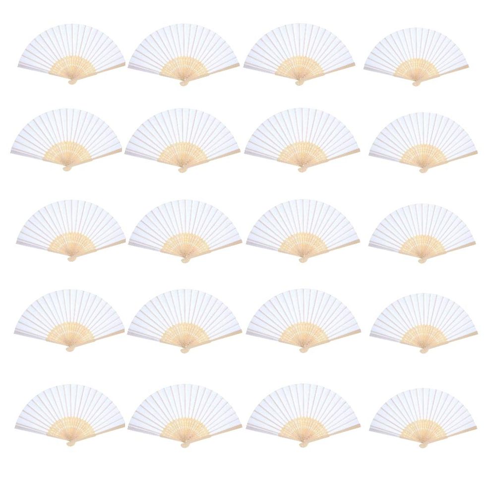 20 x white Chinese paper handheld folding fans