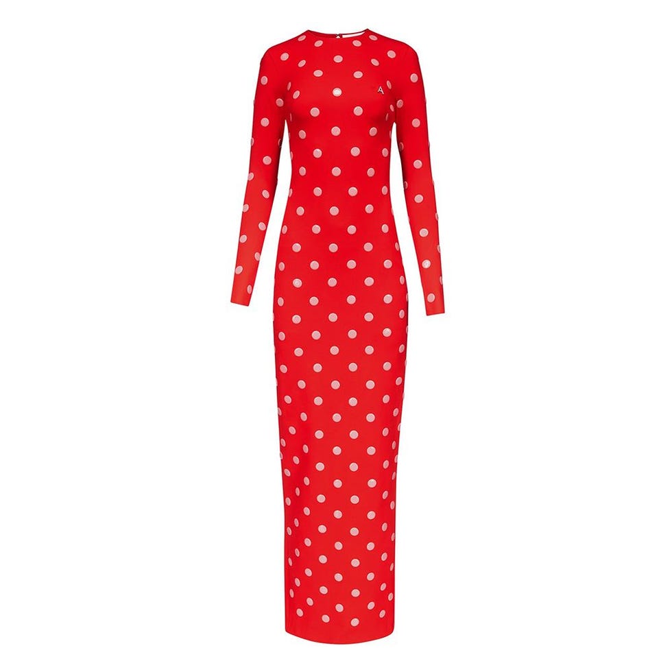 polka dot long sleeve gown