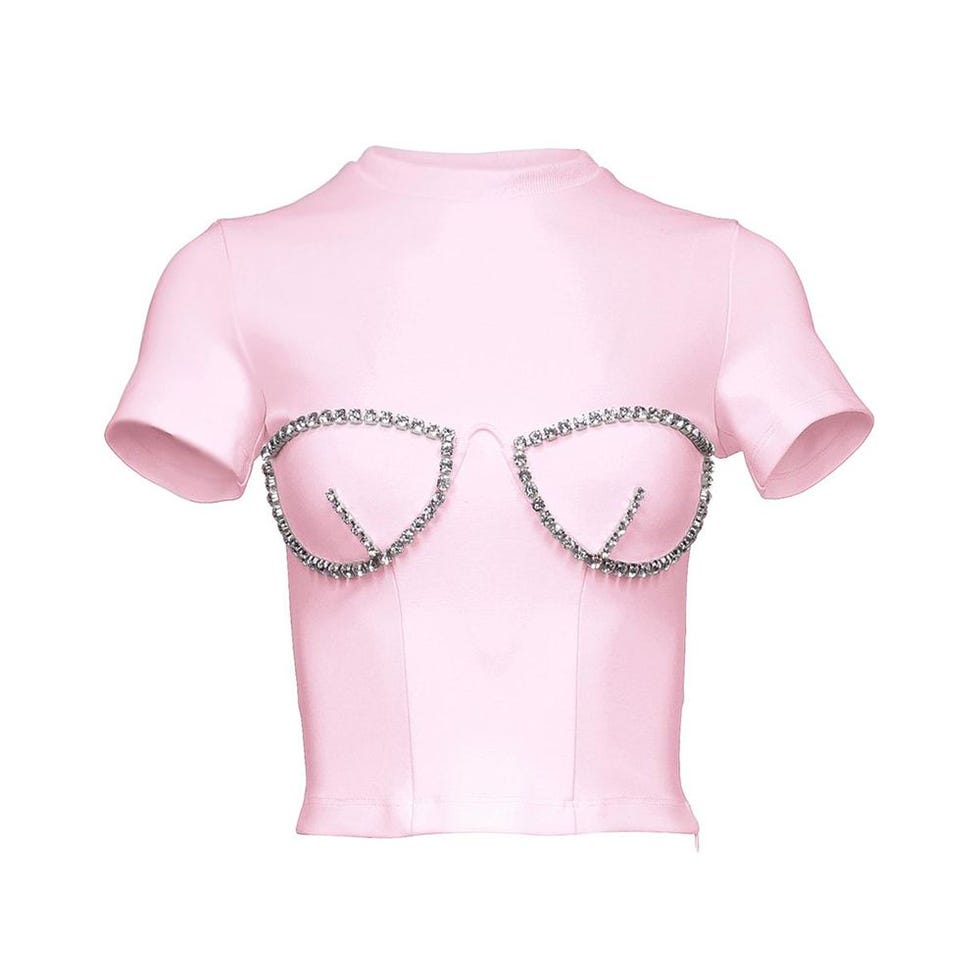 crystal bustier cup t-shirt