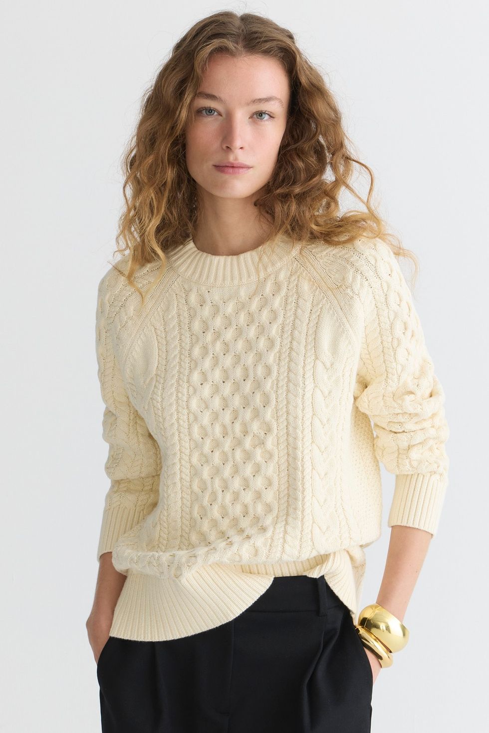 Cable-Knit Crewneck Sweater
