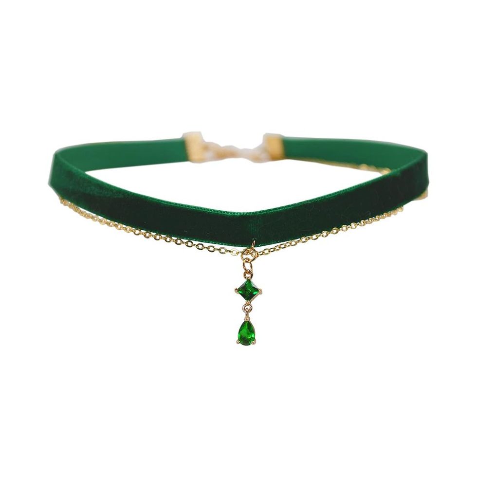 Green Velvet Choker Necklace