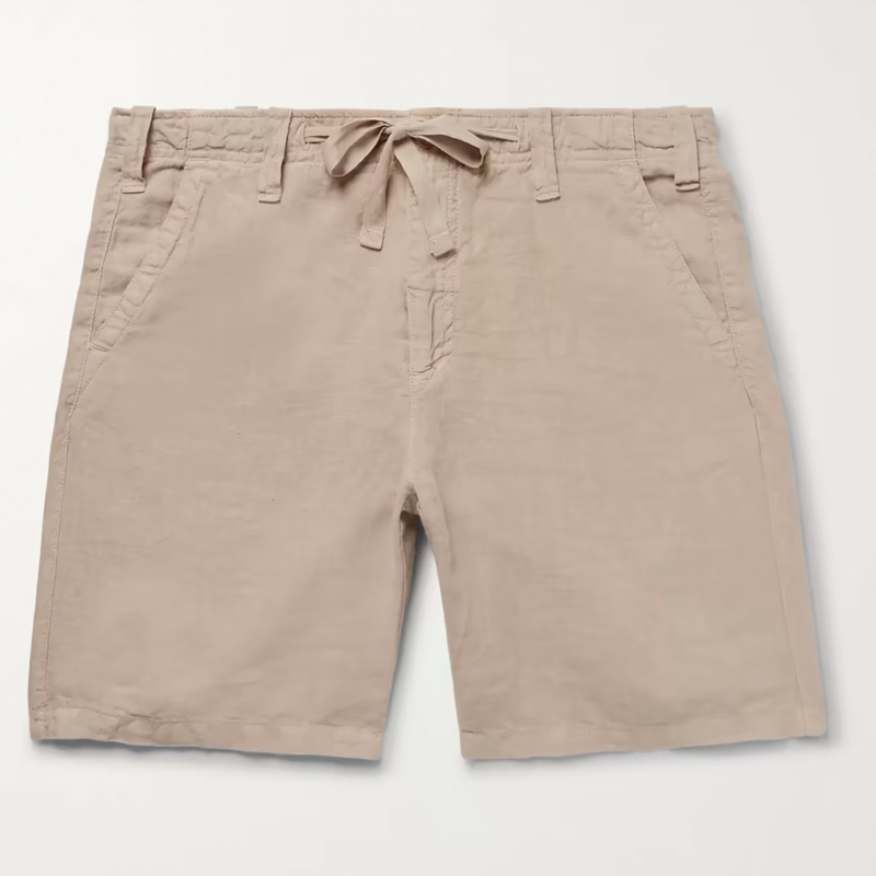 Slim-Fit Linen-Chambray Drawstring Shorts