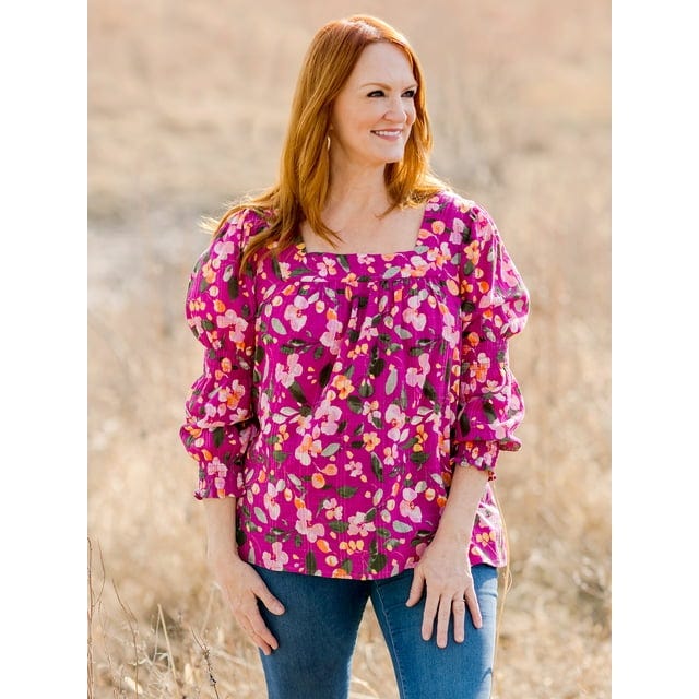 The Pioneer Woman Square Neck Top with Long Sleeves