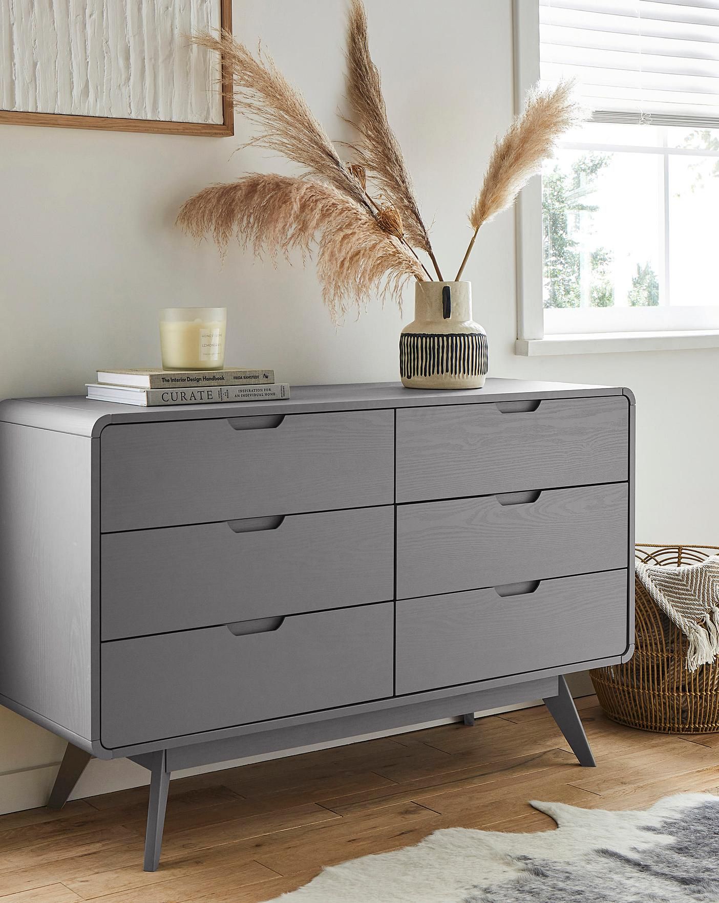 Gray chest of deals drawers