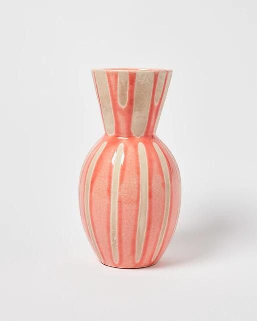 Kairi Pink Stripe Ceramic Vase