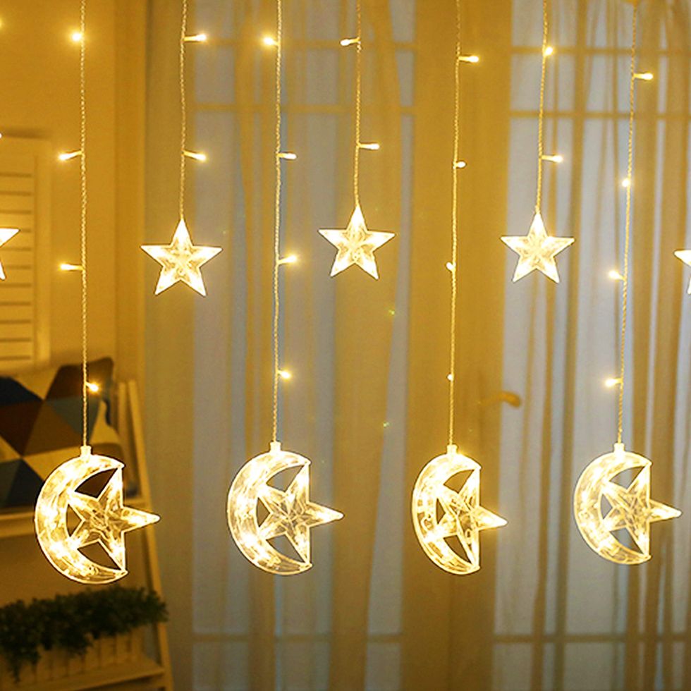 LED Star Moon Curtain String Lights