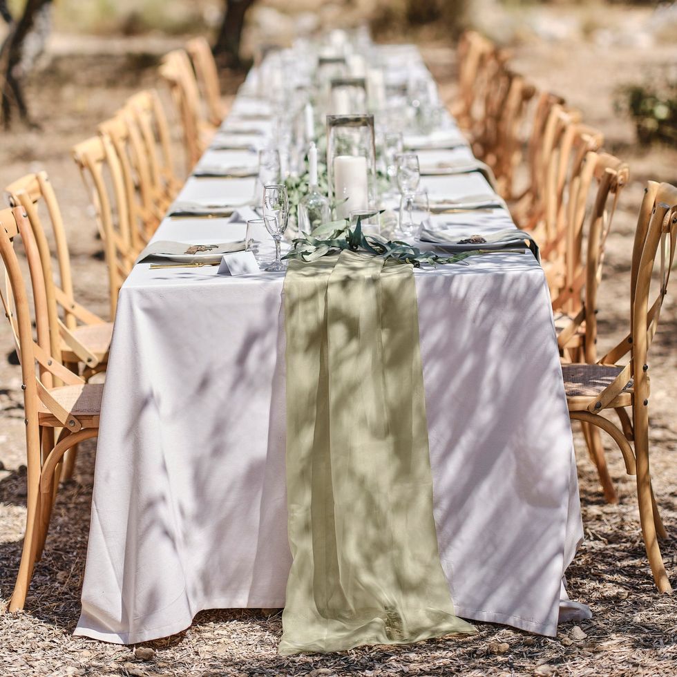 Sage Green Fabric Table Runner